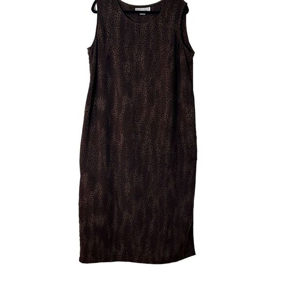 Maggie McNaughton dark brown leopard animal print column maxi dress 1X - Picture 4 of 12